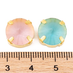 ラインストーンを丸い形で縫います  フロストK9ガラスラインストーン  マルチ連リンク  真鍮パーツ  ゴールドカラー  13x7mm&nbsp;GLAA-K069-03A-G