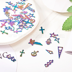 48Pcs 12 Style 201 Stainless Steel Pendants&nbsp;STAS-TA0001-90