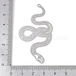 201 ステンレススチールエッチングメタル装飾ビッグペンダント  スネークチャーム  ステンレス鋼色  60x32x0.4mm  穴：1.8mm&nbsp;STAS-A192-05P
