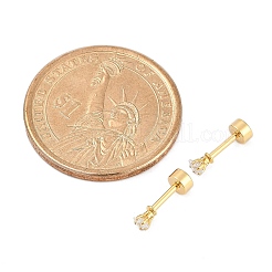 スターグラスの耳栓  304ステンレススチールピアススタッドスクリューイヤリング女性用  ゴールドカラー  透明  3mm  ピン：1mm&nbsp;EJEW-H105-23G-A