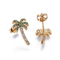 Brass Micro Pave Cubic Zirconia Stud Earrings&nbsp;EJEW-L224-16G