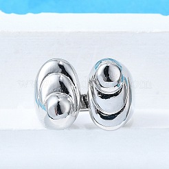 女性用真鍮カフリング  カドミウムフリー＆鉛フリー  オーバル  プラチナ  内径：17.4mm&nbsp;RJEW-G347-03P