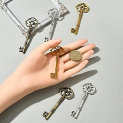 6個 3色 チベット風 亜鉛合金 ビッグペンダント  キー  ミックスカラー  82x31x5.5mm  穴：2mm  2個/カラー&nbsp;FIND-FS0002-55