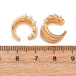 Triple C-Shaped Brass Micro Pave Clear Cubic Zirconia Cuff Earrings&nbsp;EJEW-Z127-09G