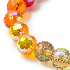 Rainbow Color Faceted Round Glass Stretch Bracelets for Women&nbsp;BJEW-JB09481-01