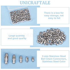 304ステンレススチールボールチェーンコネクター  ステンレス鋼色  5~11x1.5~4mm  1.5~3.2mmボールチェーンに適合  205個/箱&nbsp;STAS-UN0011-58P