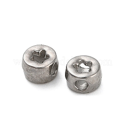 304ステンレススチールビーズ  花付きフラットラウンド  ステンレス鋼色  4x3mm  穴：1.4mm&nbsp;STAS-D204-59P