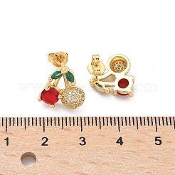 Brass Cubic Zirconia Stud Earrings&nbsp;EJEW-Q017-03B-G