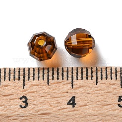K9ガラス  模造オーストリアクリスタルビーズ  多面カット  ラウンデル  サドルブラウン  6x6x6mm  穴：1.2mm&nbsp;GLAA-R001-03A
