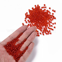 ガラスシードビーズ  トランスペアレント  ラウンド  レッド  6/0  4mm  穴：1.5mm  約300粒/30g&nbsp;X2-SEED-A004-4mm-5