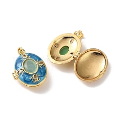 Brass Enamel Photo Locket Pendants&nbsp;KK-K305-19G