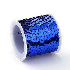 環境に優しいプラスチックスパンコールビーズ  スパンコールビーズ  装飾アクセサリー  フラットラウンド  ブルー  6mm  約5m /ロール&nbsp;PVC-Q092-6mm-5