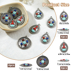 12Pcs 3 Styles Alloy with Dyed Synthetic Turquoise Pendants&nbsp;FIND-SZ0019-79