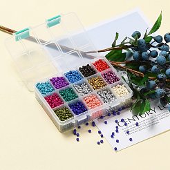 375G 15 Colors Baking Paint K9 Glass Seed Beads&nbsp;SEED-JP0004-03-4mm