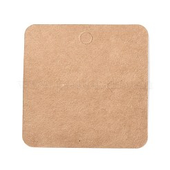 空白のクラフト紙の指リング ディスプレイ カード  正方形  バリーウッド  6x6x0.05cm  穴：6mm&nbsp;CDIS-G005-02
