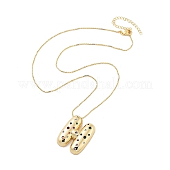 Brass Micro Pave Cubic Zirconia Letter Pendant Necklaces&nbsp;LS-KK-Z069-01G-H