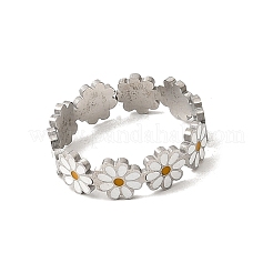 Flower 201 Stainless Steel with Enamel Finger Rings&nbsp;RJEW-Z135-02P