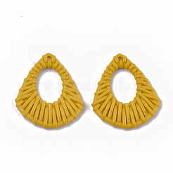 アクリルパーツ  模造ラタン編み風  凧  ゴールド  41x34x4mm  穴：1.8mm&nbsp;OACR-T010-11B