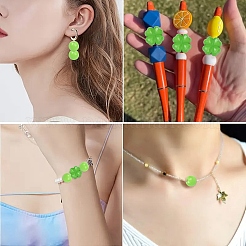 100 個 2 スタイル不透明なアクリル ビーズ  多面カット  クローバー＆ラウンド  ライムグリーン  8~11x8~11x6~7mm  穴：1~2mm  50個/スタイル&nbsp;SACR-YW0001-73