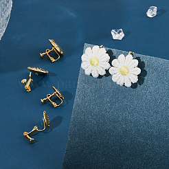 12Pcs 2 Styles Flat Round Brass Clip-on Earring Findings&nbsp;EJEW-FH0001-12