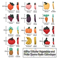野菜と果物をテーマにした樹脂カボション  模造食品  ミックスカラー  18~30.5x12~22x4~6  65個/セット&nbsp;CRES-CJ0001-10