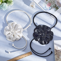 2Pcs 2 Colors Flower PU Leather Wrap Waist Belts for Women&nbsp;AJEW-CL0003-24