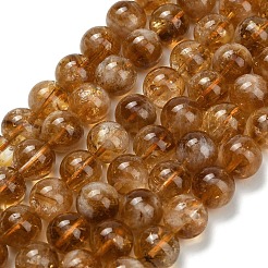 加熱された天然シトリンビーズ連売り  ラウンド  ラウンド  10mm  穴：0.8mm  約40個/連  15.55インチ（39.5cm）&nbsp;G-L642-B17-10mm