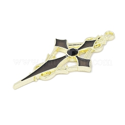 メッキ合金エナメルチャームラック  ラインストーン付き  カドミウムフリー＆ニッケルフリー＆鉛フリー  剣  ブラック  47x21.5x3.5mm  穴：2mm&nbsp;PALLOY-F018-29G-01