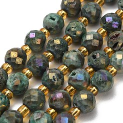 Electroplated Natural Druzy Geode Crystal Beads Strands&nbsp;G-F833-P01-8mm-03