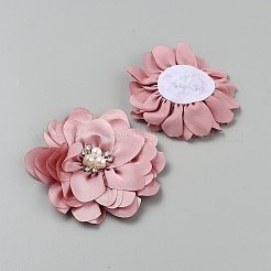 ポリエステル＆合金＆プラスチック模造真珠＆ラインストーンの花飾りアクセサリー  ドレス衣装の装飾用  ピンク  80x12mm&nbsp;DIY-WH0683-12A