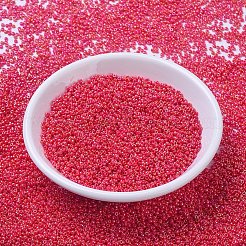MIYUKIラウンドロカイユビーズ  日本製シードビーズ  11/0  (rr475) 不透明朱赤ab  11/0  2x1.3mm  穴：0.8mm  約1111個/10g&nbsp;X-SEED-G007-RR0475