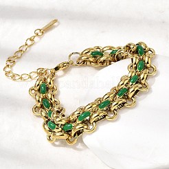 304 Stainless Steel Enamel Link Chain Bracelets for Women&nbsp;BJEW-A152-03G