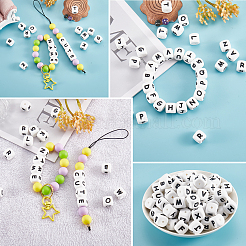 20Pcs White Cube Letter Silicone Beads&nbsp;SIL-YWC0003-06F