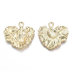 ハンマーラックメッキ合金ペンダント  カドミウムフリー＆鉛フリー  葉  ライトゴールド  27x28.5x3mm  穴：3.5x2mm&nbsp;PALLOY-S132-205-RS