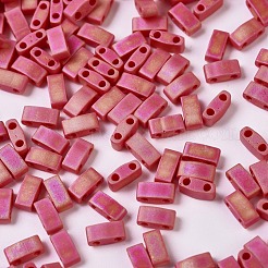 MIYUKIハーフティラビーズ  日本製シードビーズ  2の穴  （htl408fr）マットな不透明な赤のab  5x2.3x1.9mm  穴：0.8mm  約2500個/100g&nbsp;SEED-J020-HTL408FR