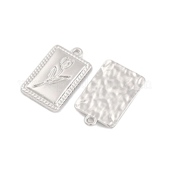 合金ペンダント  花の長方形  プラチナ  20.5x13x2.5mm  穴：1.4mm&nbsp;FIND-U007-09P