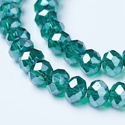電気メッキガラスビーズセット  パール光沢メッキ  多面カット  ロンデル  ダークシアン  6x5mm  穴：1mm  約83~85個/連  38~39cm&nbsp;X-EGLA-A034-T6mm-A18