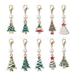 10Pcs Christmas Tree Alloy Enamel Pendant Decorations&nbsp;HJEW-JM03817