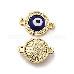 Rack Plating Real 18K Gold Plated Brass Micro Pave Clear Cubic Zirconia Connector Charms&nbsp;ZIRC-L102-04G-03