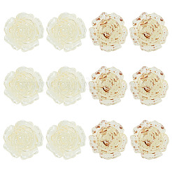 12個 2色透明樹脂エナメルカボション  花バラ  ミックスカラー  22x21x10mm  6個/カラー&nbsp;CRES-TA0001-91
