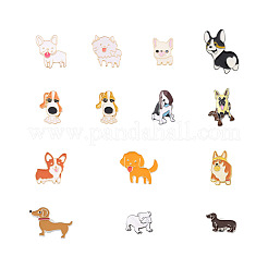 15Pcs 15 Style Puppy Dog Enamel Pins&nbsp;JEWB-YS0001-13