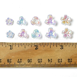 100個 5スタイル UVメッキアクリルビーズキャップ  虹色の  3枚の花びらの花  ミックスカラー  8~12x8~12x2~4mm  穴：1.4~1.5mm  20個/スタイル&nbsp;FIND-FS0002-87