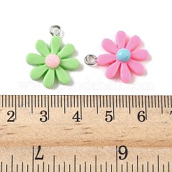 不透明樹脂ペンダント  プラチナ鉄ループ付き  ミックスカラー  19.5x16x5mm  穴：2mm&nbsp;RESI-Z038-11P
