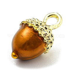 合金チャーム  エナメル  ゴールドカラー  ドングリのチャーム  チョコレート  14x9x8mm  穴：2mm&nbsp;X1-PALLOY-A005-02G-02