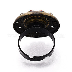 Adjustable Alloy & Iron & Rhinestone Bezel Cup Ring Base with Rotatable Tray&nbsp;MAK-T012-10AB