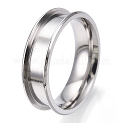 201ステンレススチール製溝付き指輪（女性用）  ステンレス鋼色  usサイズ6 1/2(16.9mm)  ワイド：6mm&nbsp;STAS-WH0039-09C-P