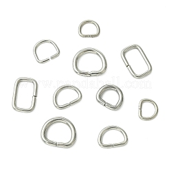 60個 6スタイル 304ステンレススチールDリング  ウェビング用  ストラップバッグ  服飾材料  ステンレス鋼色  9~13.5x10~16x1.5~2.5mm  穴：6~9x7~12.5mm  10個/スタイル&nbsp;STAS-CJ0003-36