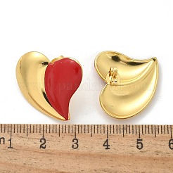 ハート 304 ステンレス スタッド イヤリング  エナメル  ゴールドカラー  ファイヤーブリック  21.5x24mm&nbsp;EJEW-A130-01G-03