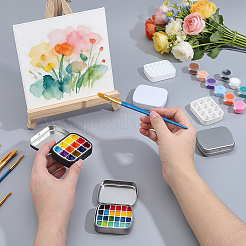蓋付き鉄箱12個  水彩オイルパレット  プラスチック水彩油絵パレット12個  長方形  ミックスカラー  51x62.5x16mm&nbsp;DIY-NB0016-34