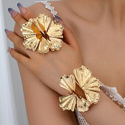 Ginkgo Leaf Alloy Cuff Bangles & Stud Earrings Sets&nbsp;FS-WGAE903-01